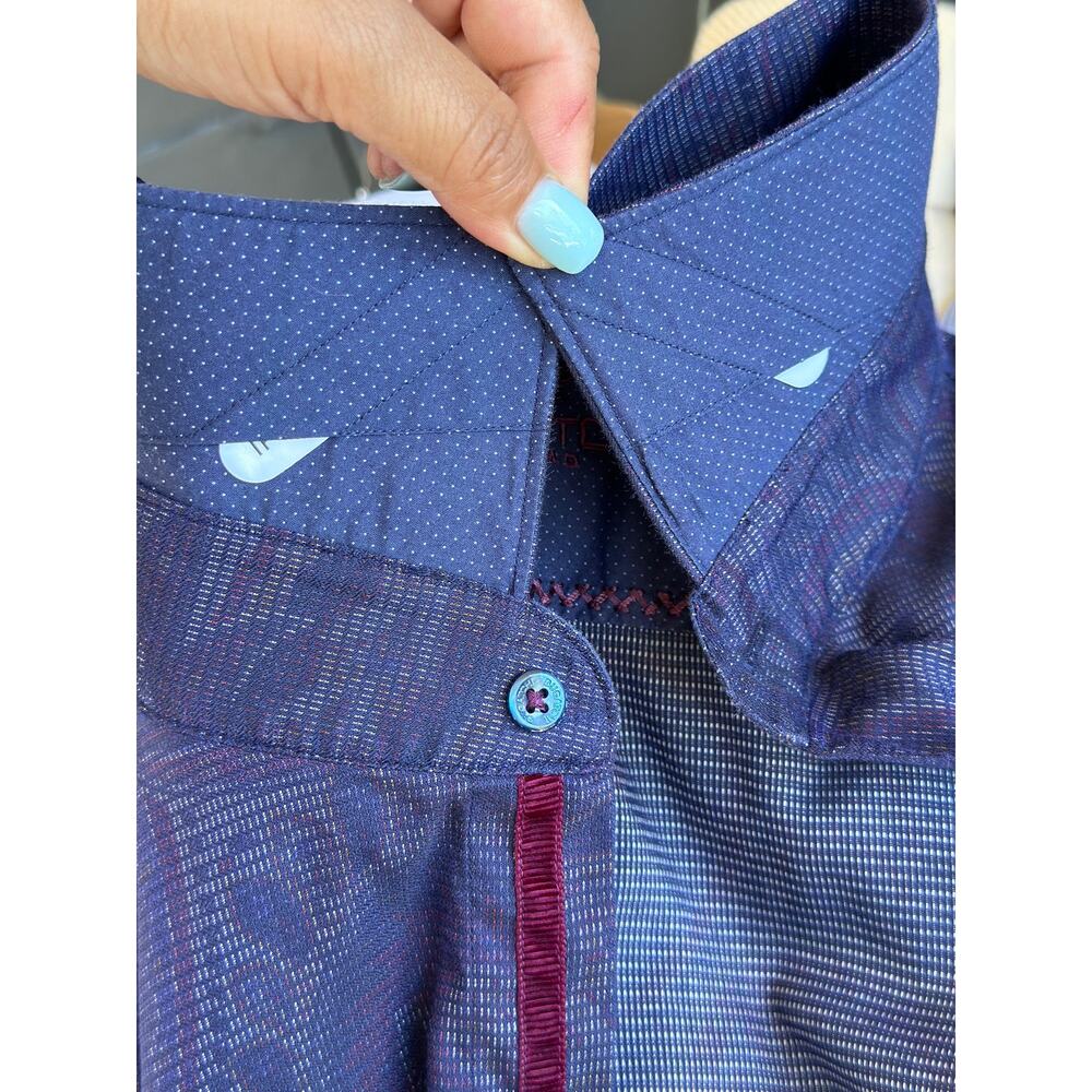 Bugatchi Uomo Men's XL Purple Paisley Print Long Sleeve Casual Button-Down Shirt - Picture 12 of 14